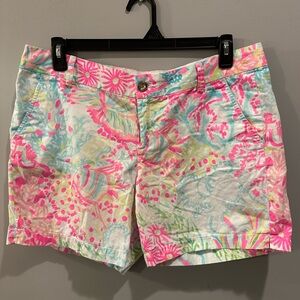 Lilly Pulitzer Jayne Shorts Lovers Coral White and Pink Multi Size 14